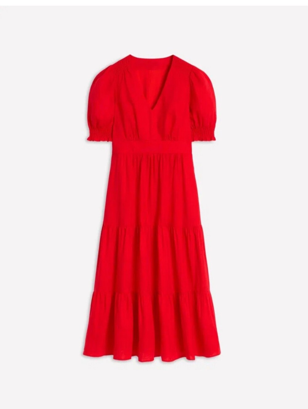 BODEN Anna Linen Tiered Midi Dress